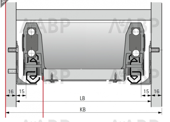Хеттих/ArciTech* направляющие ACTRO Silent System 500мм, KD16/EB15, 40кг/9240873 / 37354 / оптом и в розницу / мебельная фурнитура "ЛАВР"