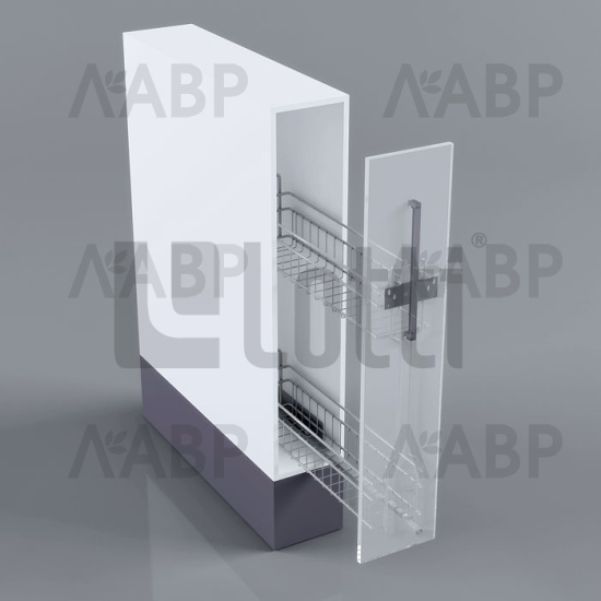 Бутылочница 200мм левая с доводчиком хром LS2/200IL/D Lotti / 25307 / оптом и в розницу / мебельная фурнитура "ЛАВР"