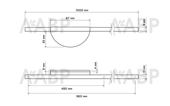 ручка Laurus PRO ZA1904 960мм черный BK (120) / 519193 / оптом и в розницу / мебельная фурнитура "ЛАВР"