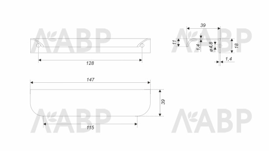 ручка Боярд/RT810BL.1/128/150 / 769160-5 / оптом и в розницу / мебельная фурнитура "ЛАВР"