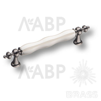Brass 1670-70-128-L PEARL ручка скоба керамика с металлом, перламутровый/графит 128 мм / 39551 / оптом и в розницу / мебельная фурнитура "ЛАВР"
