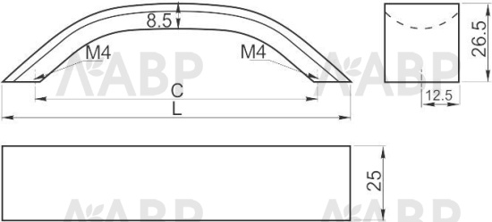 Ручка мебельная скоба UA-337 128мм UA-00-337128-20M GTV / 69674 / оптом и в розницу / мебельная фурнитура "ЛАВР"