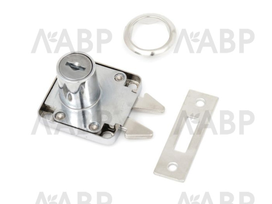 Замок врезной для дверок шкафа-купе №202 d19*22мм, хром / 01060 / оптом и в розницу / мебельная фурнитура "ЛАВР"