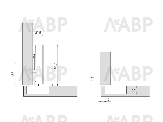 Петля накладная с доводчиком Clip-on Laurus PRO / 11415 / оптом и в розницу / мебельная фурнитура "ЛАВР"