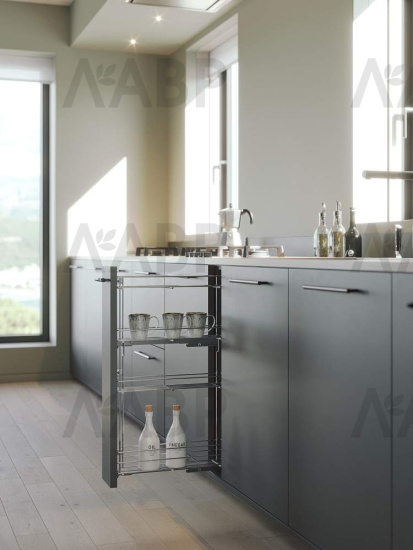 бутылочница SIGE OPTIMA SOFT в базу 150мм высокая(110х505х850мм) с доводчиком, левая, хром /24900312 / 25618 / оптом и в розницу / мебельная фурнитура "ЛАВР"