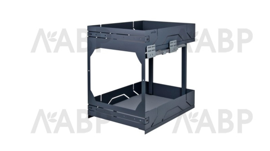 корзина выдвижная 400мм X.ERGO, доводчик, 2 яруса, боковое крепл, графит, Боярд/KR44/1/3/400/GRPH / 725352 / оптом и в розницу / мебельная фурнитура "ЛАВР"