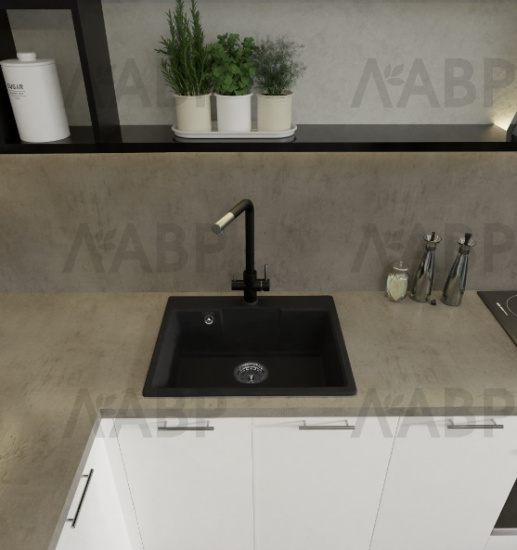 мойка кварцевая URBAN 658, темно-серый, 580*490*180 мм / 62977-4 / оптом и в розницу / мебельная фурнитура "ЛАВР"