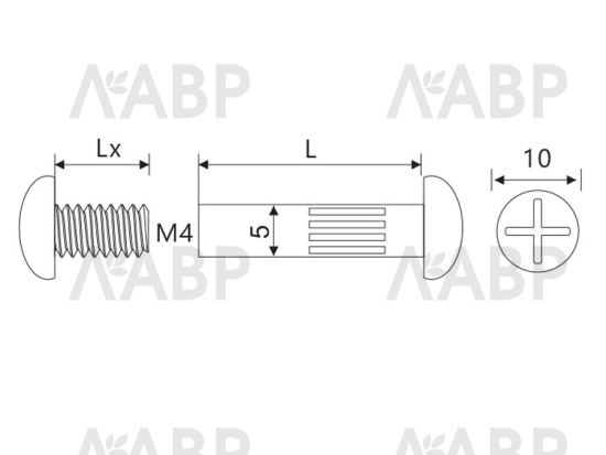 Стяжка межсекционная 4х30мм сталь / 21037 / оптом и в розницу / мебельная фурнитура "ЛАВР"