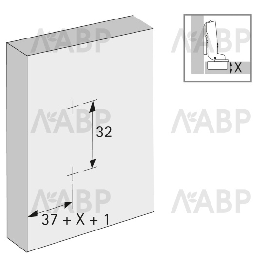 Монтажная планка крестообразная к петле Sensys/Intermat Н=5мм 9071578 Hettich / 97244 / оптом и в розницу / мебельная фурнитура "ЛАВР"