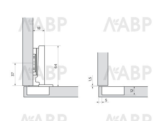 Петля накладная Slide-on Laurus PRO / 11422 / оптом и в розницу / мебельная фурнитура "ЛАВР"