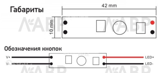 выключатель для профиля сенсорный с диммером, 12V/60W, 24V/60W, 5А/DFS-001 / 33096 / оптом и в розницу / мебельная фурнитура "ЛАВР"