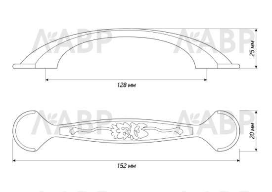 Ручка мебельная скоба ZA0254B 128мм бронза (старинная латунь) Laurus / 69397 / оптом и в розницу / мебельная фурнитура "ЛАВР"