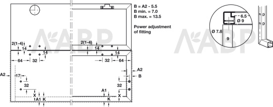 Адаптер для креплений Free fold для створок с алюминиевой рамкой 20мм/372.37.044 Hafele / 49521 / оптом и в розницу / мебельная фурнитура "ЛАВР"