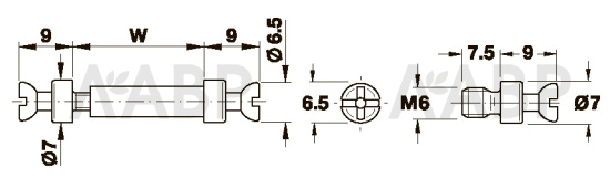 болт двойной для стяжки RAFIX D=7мм L=16-22мм/263.24.041 / 49203 / оптом и в розницу / мебельная фурнитура "ЛАВР"