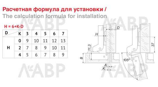 Петля мебельная полунакладная 105 градусов H=0мм с доводчиком H301B02/0910 Boyard / 711015 / оптом и в розницу / мебельная фурнитура "ЛАВР"