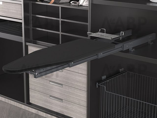 доска гладильная выдвижная STARAX в базу 400мм, антрацит/S-6616-A / 25770 / оптом и в розницу / мебельная фурнитура "ЛАВР"