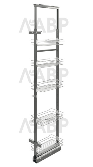 Выкатной пенал 300мм 5ярусов с доводчиком хром/антрацит 546.80.213 Hafele / 49410 / оптом и в розницу / мебельная фурнитура "ЛАВР"