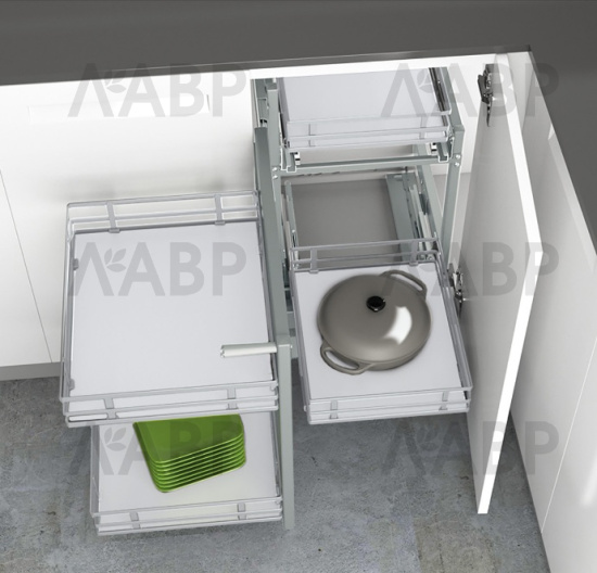 Хеттих/рама для выдвижной системы ORTA, ширина двери 450 мм, цвет серебристый, левая/правая 9381094 / 97871 / оптом и в розницу / мебельная фурнитура "ЛАВР"