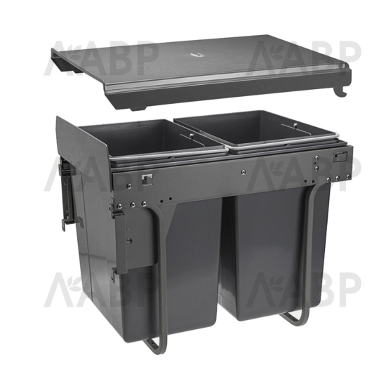 Комплект ведер для отходов PRACTI ECO на 2*20л, пластик антрацит PB-45-MF002X20-60A GTV / 16355 / оптом и в розницу / мебельная фурнитура "ЛАВР"