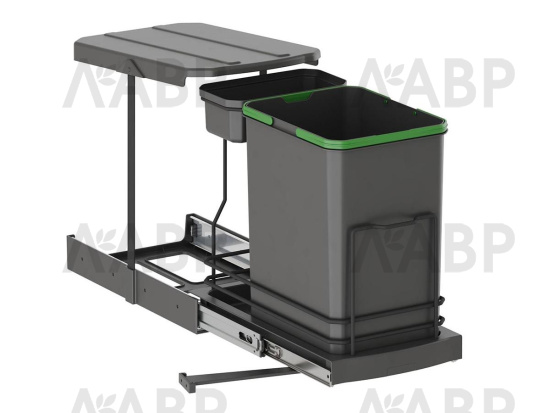 контейнер д/отходов STARAX 16+1л.в базу 400мм(260*440*400),антрацит/S-2391-A / 16577 / оптом и в розницу / мебельная фурнитура "ЛАВР"