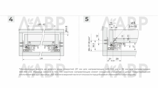 направляющие 100% скрытый насадной монтаж 500 мм/DB8783Zn/500  / 709636 / оптом и в розницу / мебельная фурнитура "ЛАВР"