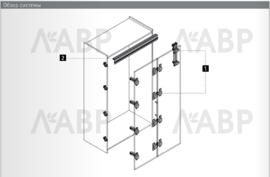 Хеттих/Wing Line 230* комплект фурнитуры для 1 складной двери, правый/9225384 / 37156 / оптом и в розницу / мебельная фурнитура "ЛАВР"