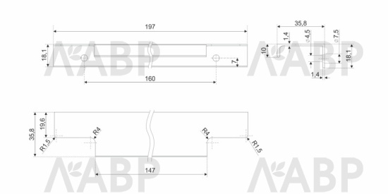 ручка Боярд/RT109SG.1/160/200 (50) / 769037-10 / оптом и в розницу / мебельная фурнитура "ЛАВР"