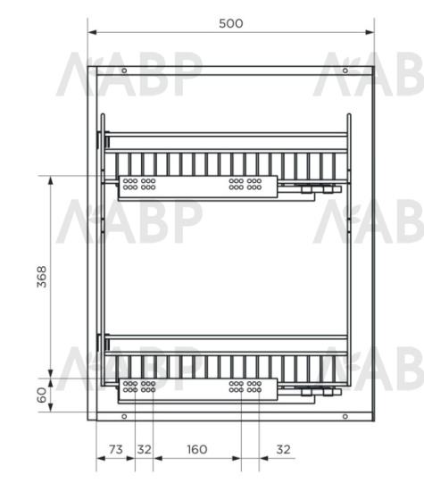 бутылочница 150 мм Laurus PRO левая, черная, (100*520*450) с направляющими Hettich / 25869 / оптом и в розницу / мебельная фурнитура "ЛАВР"