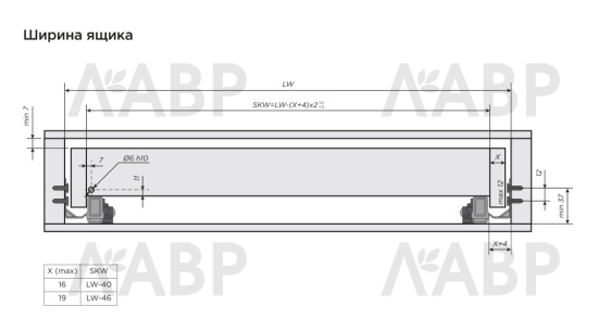 направляющие Laurus PRO 100% скрытого монтажа с доводчиком 500 мм  / 509240 / оптом и в розницу / мебельная фурнитура "ЛАВР"