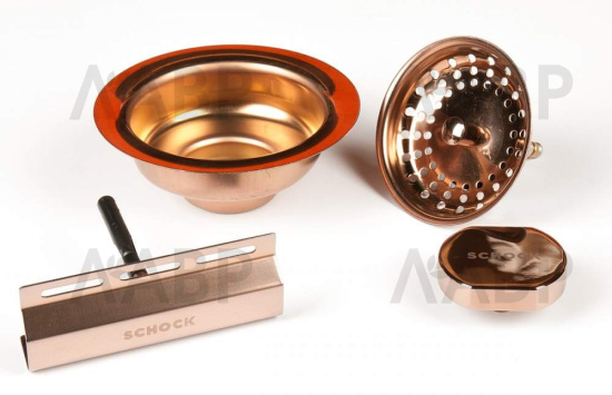 SCHOCK декоративная сливная фурнитура для моек, медь / 629385COP / 662050 / оптом и в розницу / мебельная фурнитура "ЛАВР"