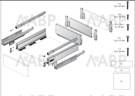 Хеттих/InnoTech Atira* соединитель задней стенки, h144мм, правый, антрацит(40)/9194638 / 97200 / оптом и в розницу / мебельная фурнитура "ЛАВР"