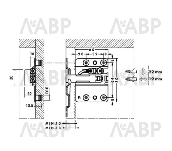 навес для тяж.ящиков CAMAR 807 120кг., комплект, серый (50) ( аналог 13358 и 13357, 13395) / 13395-1 / оптом и в розницу / мебельная фурнитура "ЛАВР"