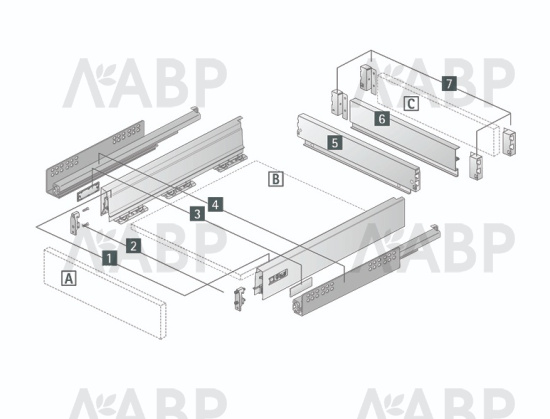 Выдвижной ящик InnoTech Atira 70*470мм антрацит 9417413 Hettich / 37712-1 / оптом и в розницу / мебельная фурнитура "ЛАВР"