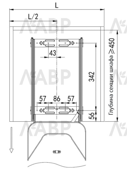 доска гладильная Firmax поворотно-выдвижная, белый  (300х430х140) FRM5812.430 / 25844 / оптом и в розницу / мебельная фурнитура "ЛАВР"
