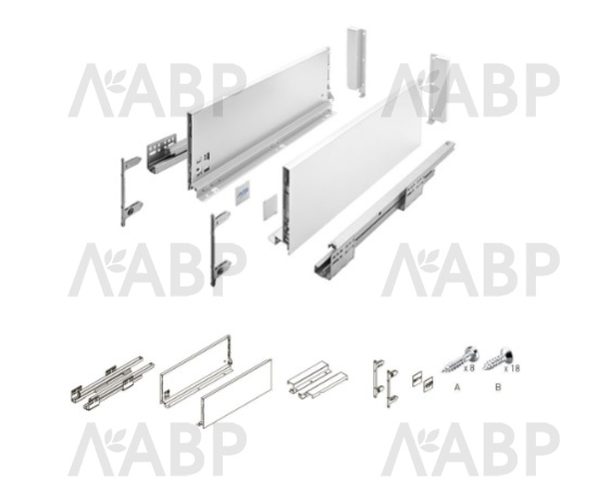 ящик GTV AXIS PRO 200*550мм, доводчик, 40кг, белый/PB-AXISPRO-KPL550D1 / 09748 / оптом и в розницу / мебельная фурнитура "ЛАВР"