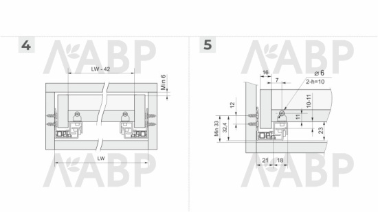 направляющие 80% скрытого монтажа push-open 300 мм/DB8786Zn/300 (10) / 709641 / оптом и в розницу / мебельная фурнитура "ЛАВР"