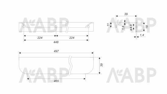 ручка Боярд/RT810BL.1/448/500 / 769160-2 / оптом и в розницу / мебельная фурнитура "ЛАВР"