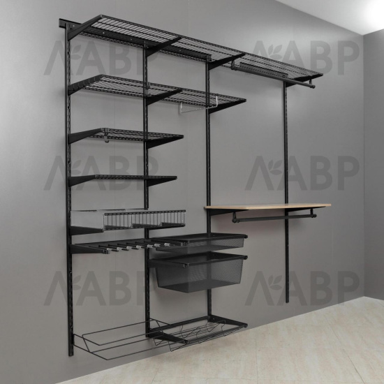 Гардероб LR/полка для обуви 2-ярусная, LIGROOM, L=550, Чёрный, CI (6) / LR0016.VP055.BK0PC.CI / 84065 / оптом и в розницу / мебельная фурнитура "ЛАВР"