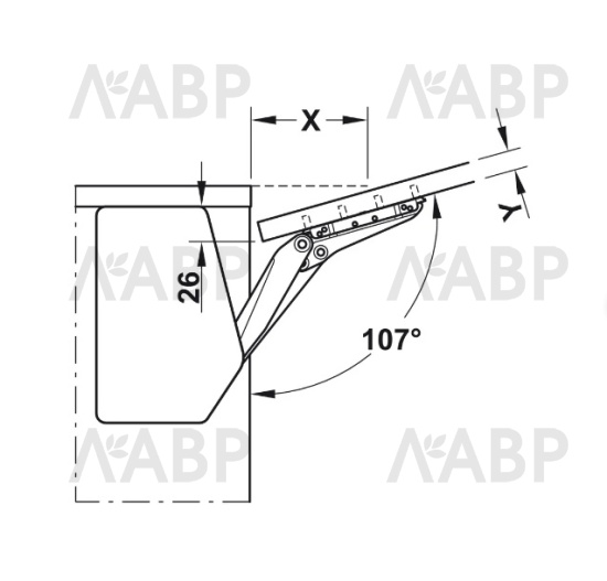 #механизм Free flap3,15/107гр, модель D, комплект БЕЗ заглушек/372.91.410 / 94250 / оптом и в розницу / мебельная фурнитура "ЛАВР"