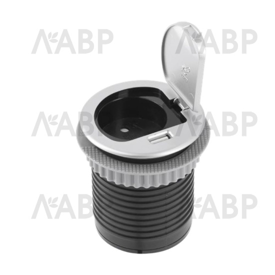 Удлинитель встраиваемый цилиндрический CHARGER MINI 60мм на 1 розетка алюминий AE-BPW1S1UCH-53 GTV / 16225 / оптом и в розницу / мебельная фурнитура "ЛАВР"