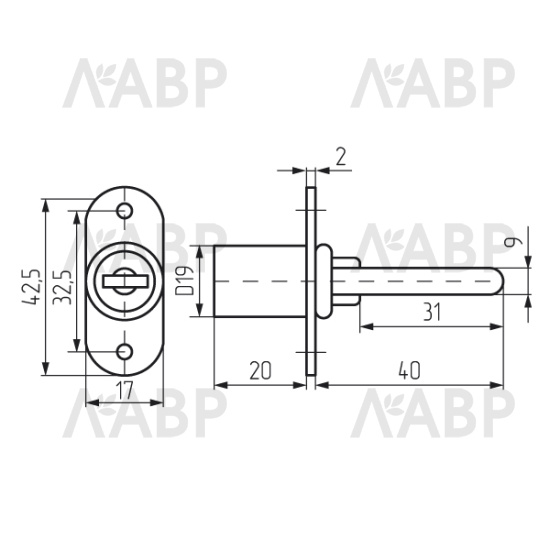 замок мебельный центральный, крепление на фасад 288.500 мм (3 ящика) / 01019-1 / оптом и в розницу / мебельная фурнитура "ЛАВР"