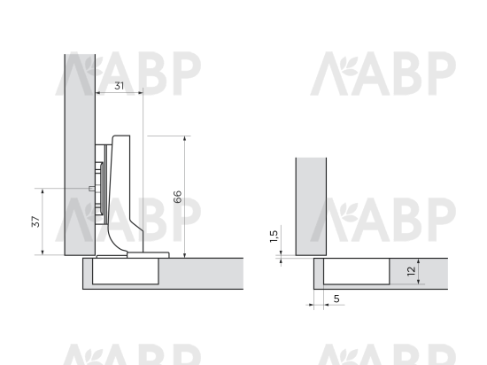 Петля полунакладная Slide-on Laurus PRO / 11413 / оптом и в розницу / мебельная фурнитура "ЛАВР"