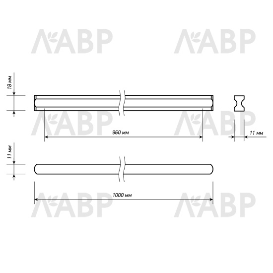 ручка скоба Laurus PRO AL3192 960мм черный матовый MBK / 39516-6 / оптом и в розницу / мебельная фурнитура "ЛАВР"