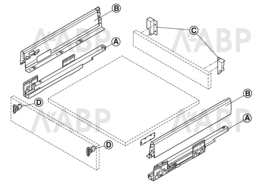 Выдвижной ящик Matrix Box 84*450мм Soft-Close серый 552.56.694 Hafele / 49867 / оптом и в розницу / мебельная фурнитура "ЛАВР"