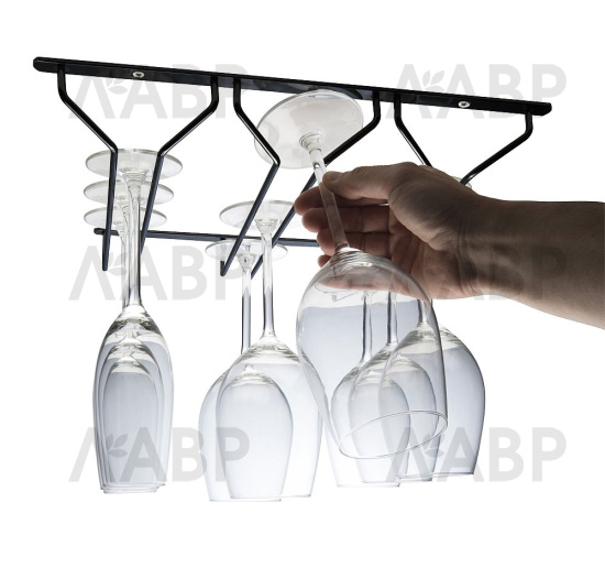 Держатель для бокалов и фужеров тройной черный GH 003.295.900  / 18060 / оптом и в розницу / мебельная фурнитура "ЛАВР"