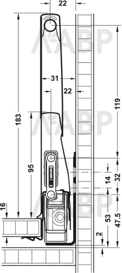 Комплект панелей для наращивания боковин Moovit 500мм серебристый металлик 553.60.205 Hafele / 49221 / оптом и в розницу / мебельная фурнитура "ЛАВР"