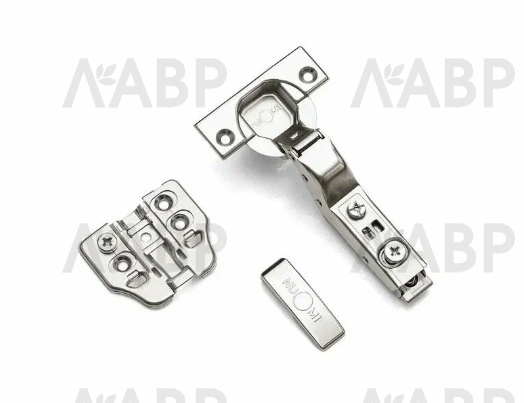 Nuomi/петля с 3D регулировкой с крестообр.ответ планкой 105 град., накладная с довод, хром/8022041 / 11439 / оптом и в розницу / мебельная фурнитура "ЛАВР"