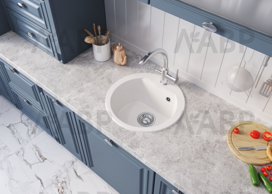 Мойка мраморная Atol 460 №302 песочный d460*200мм (аналог 62010) / 62598 / оптом и в розницу / мебельная фурнитура "ЛАВР"