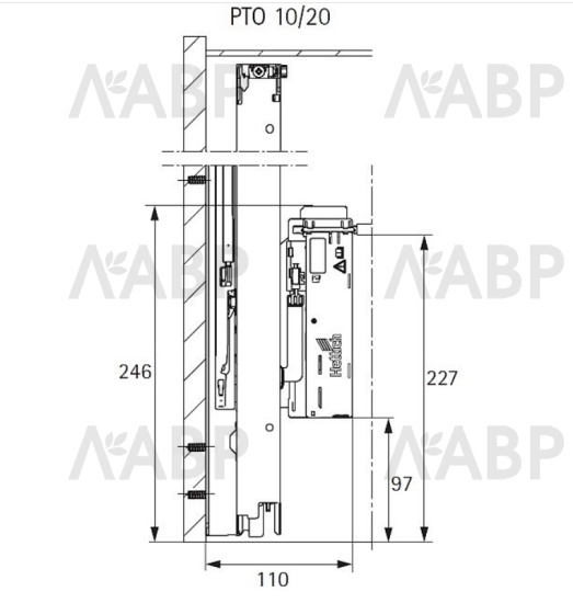 Комплект механизма Push to open Silent на 10кг для ящика AvanTech You 9257890 Hettich / 37977 / оптом и в розницу / мебельная фурнитура "ЛАВР"