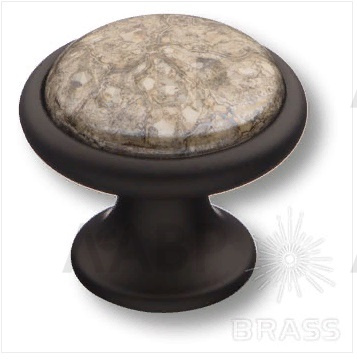 Brass 3008-85-L GREY ручка кнопка керамика с металлом, паутинка/чёрный / 39722 / оптом и в розницу / мебельная фурнитура "ЛАВР"